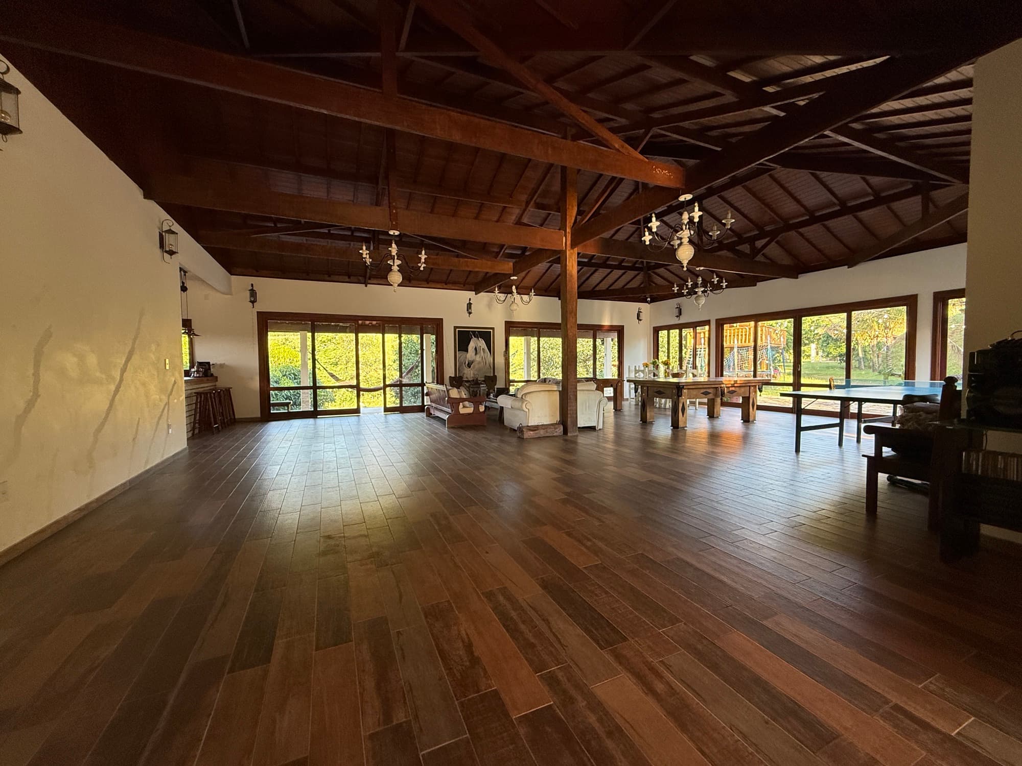 The large open hall inside the house, used for group programming.